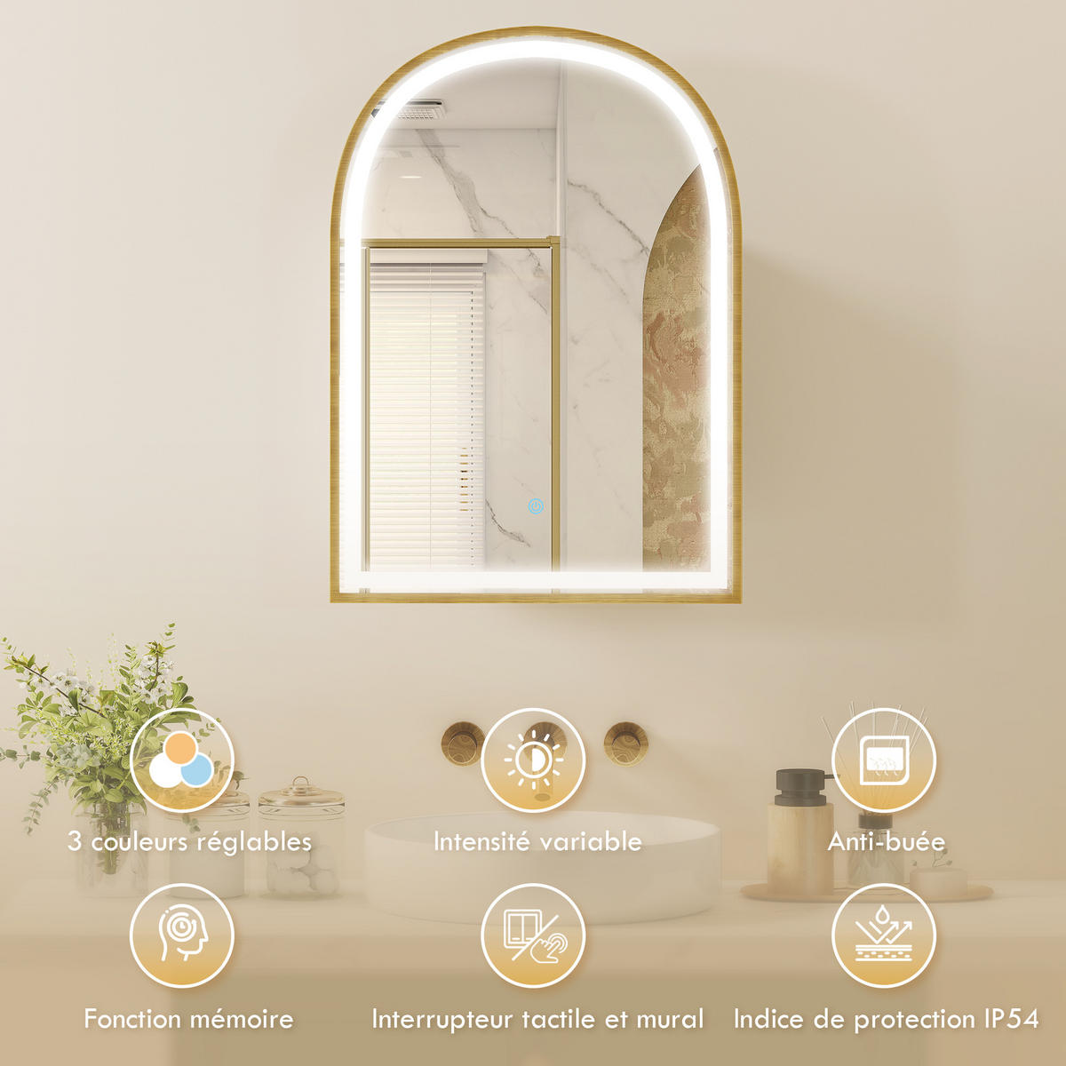 SPIEGELSCHRANK Goldfarben 50/14,5/70 cm - Goldfarben, Glas (50/70/14.5cm) - PANGIVO
