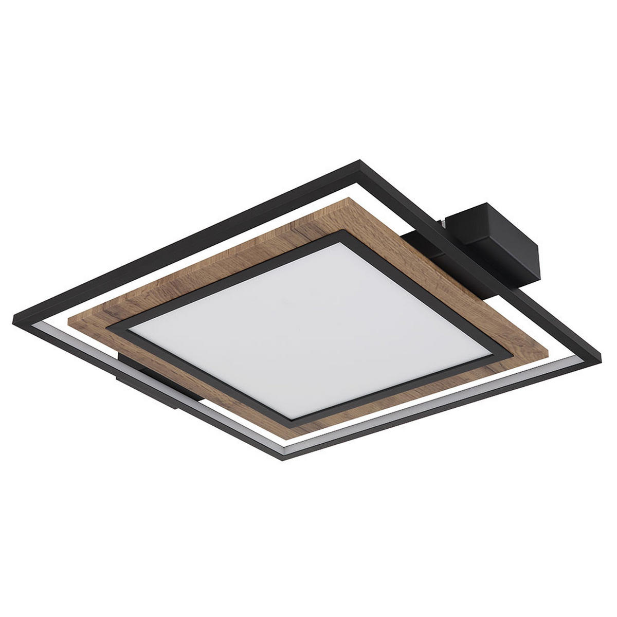 LED DECKENLEUCHTE Metall Schwarz Matt Holzoptik - Schwarz, Metall (50/45/6cm) - Globo Lighting
