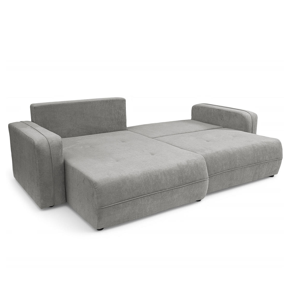 ECKSOFA mit Schlaffunktion - 244 cm - Schwarz/Grau, Kunststoff/Textil (244/145cm) - home24
