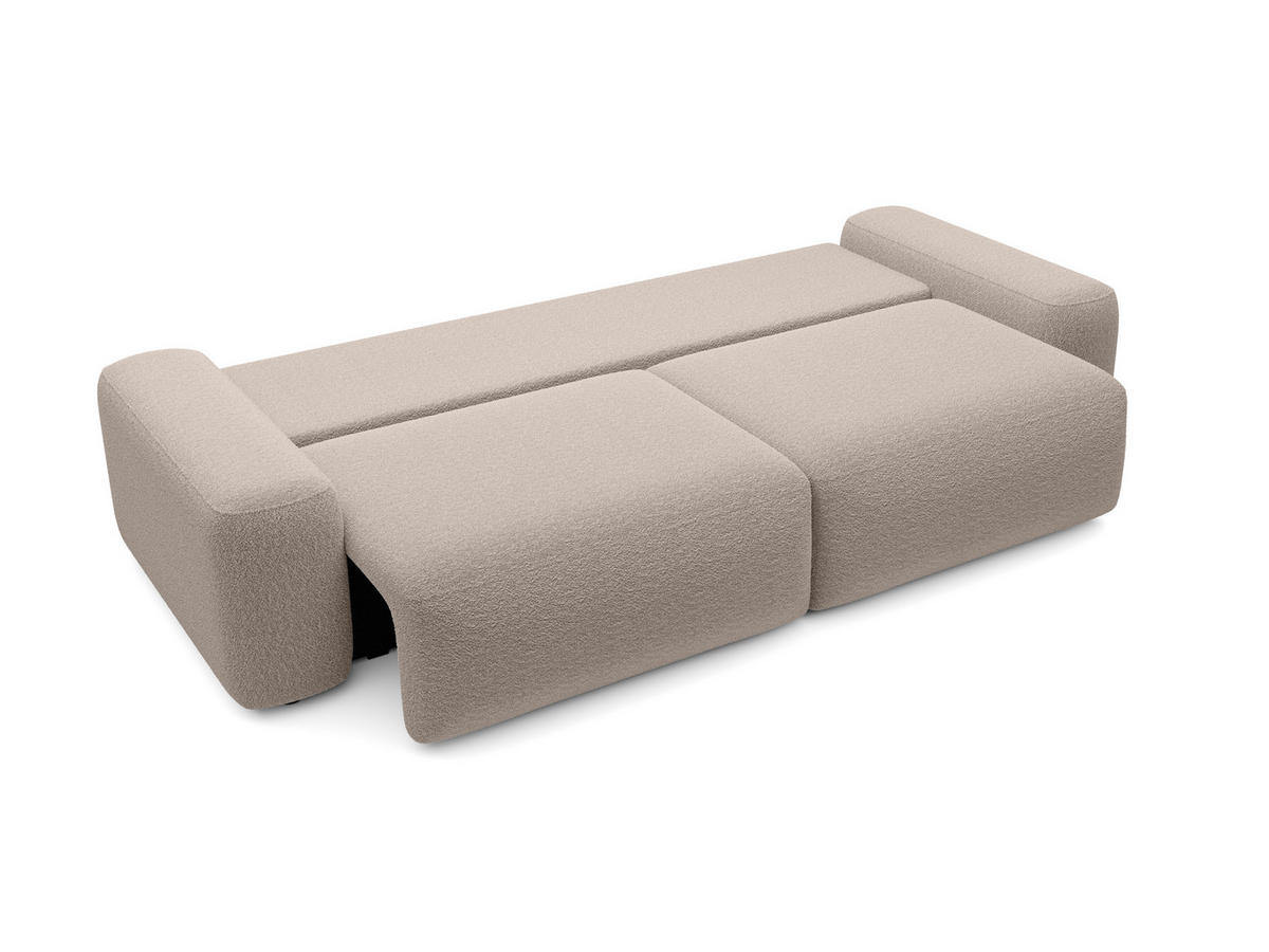 BETTSOFA RUOTA Beige Bucle-Stoff mit Schlaffunktion - Beige, Textil (105/87/257cm) - MASSENO