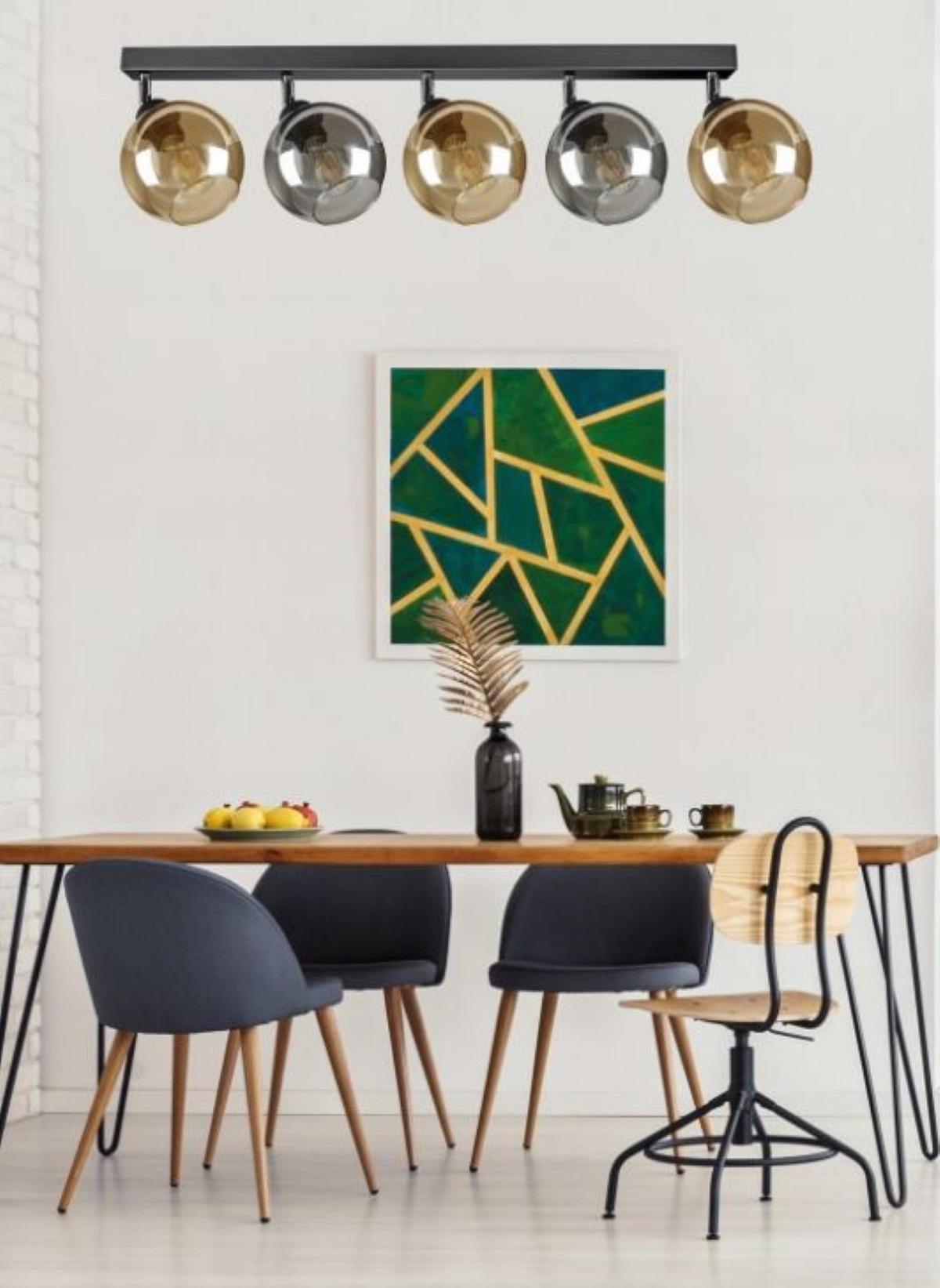 DECKENLEUCHTE HAGEN - Schwarz/Honig, Glas/Metall (15/95/21cm) - kiki design