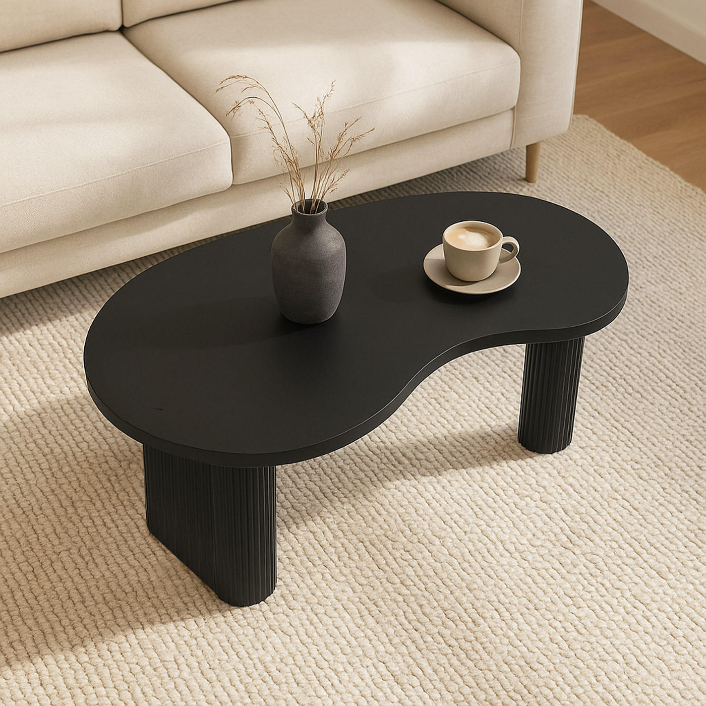 COUCHTISCH organisch Schwarz - Schwarz, Holz (60/110/45cm) - MCW