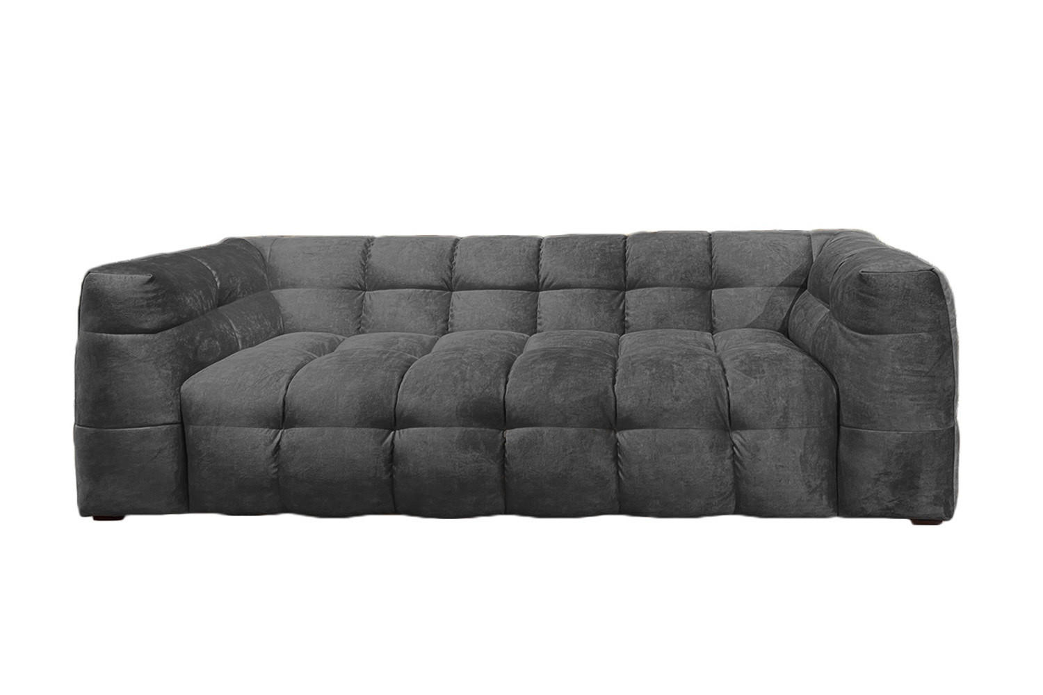 SOFA RIO Anthrazit Velvet - Anthrazit/Schwarz, Textil (207/68/105cm) - KAWOLA