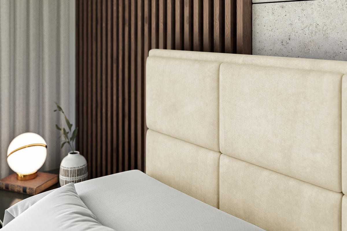 BOXBETT mit Matratze H4 und Lattenrost - NOVA - 120x200 - H4 - Beige - Beige, Holzwerkstoff (120/200cm) - ALTDECOR
