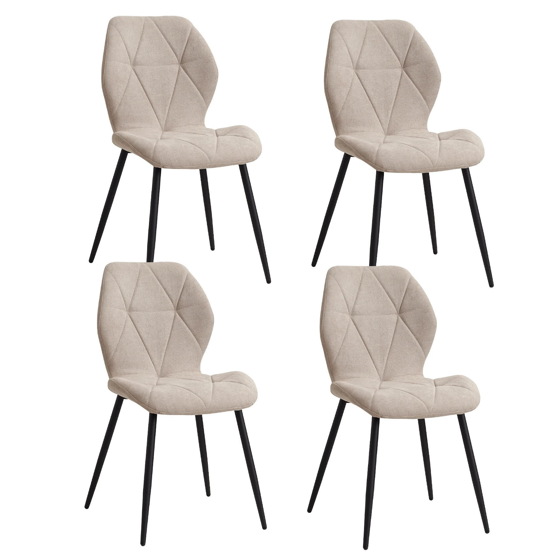 ESSZIMMERSTUHL Leinenstoff Gepolstert Metallbeine Beige 4-teilig - Beige, Textil (48/84/41cm)