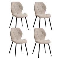 ESSZIMMERSTUHL Leinenstoff Gepolstert Metallbeine Beige 4-teilig - Beige, Textil (48/84/41cm)