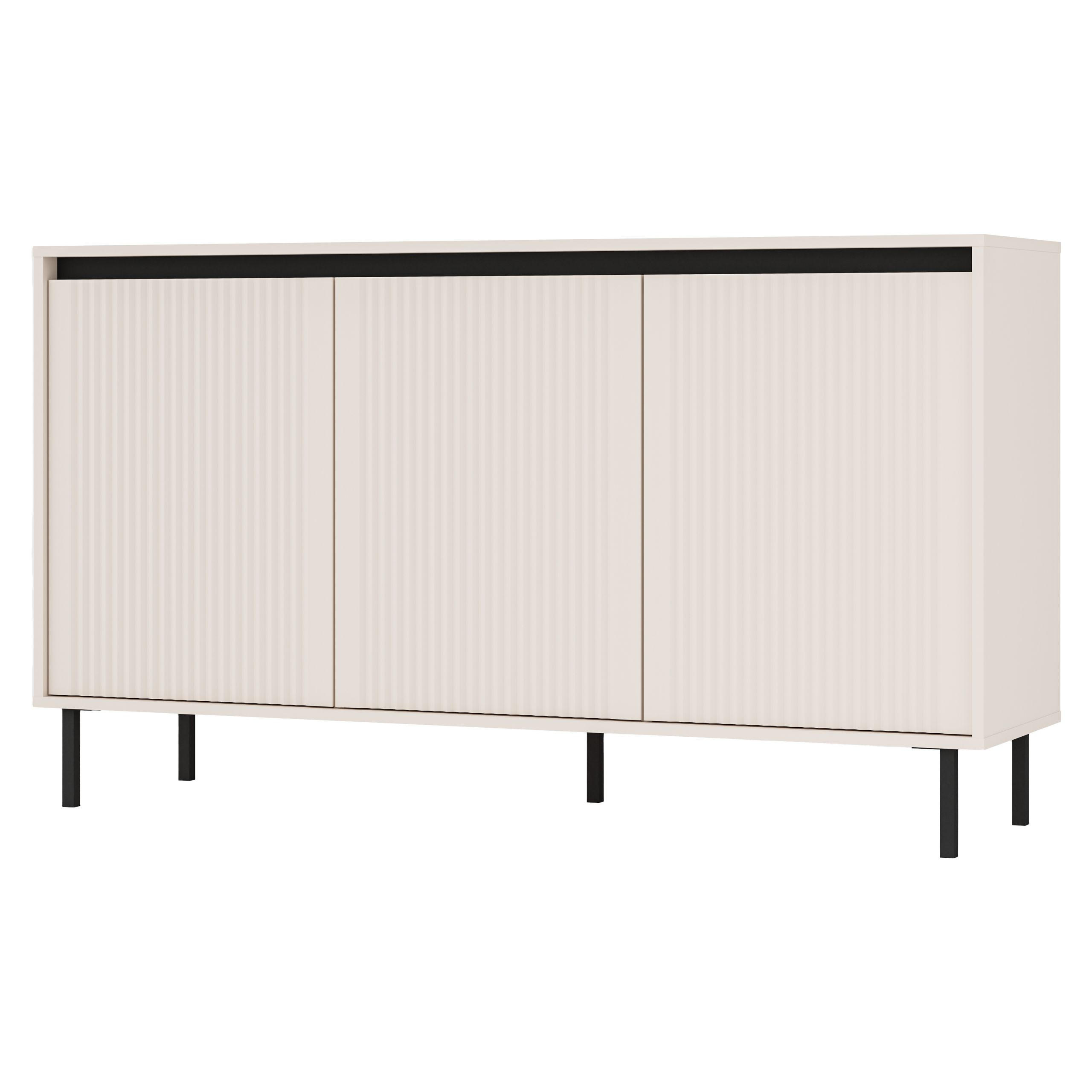 SIDEBOARD OSTIA 149/85/40 cm mit 3 Türen Beige - Beige, Holzwerkstoff (149/85/40cm) - MASSENO