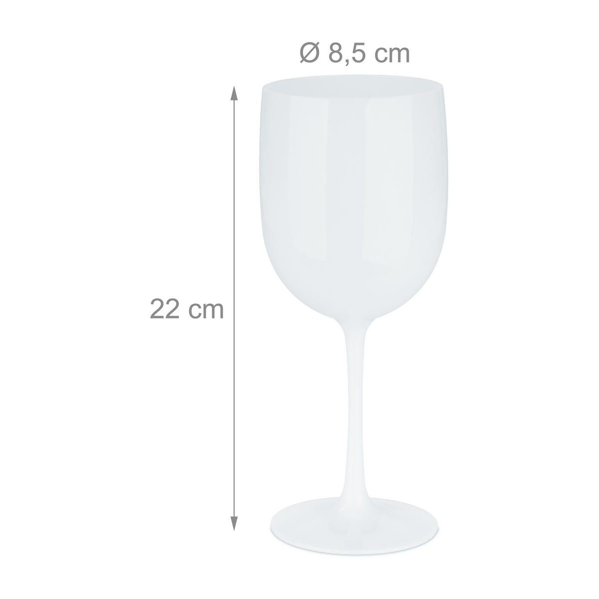 6XWEINGLÄSER - Weiß, Kunststoff (0.4L) - Relaxdays