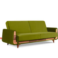 3-SITZER-SCHLAFSOFA GUSTAVO mit Armlehnen, grün - Braun/Olivgrün, Holz/Holzwerkstoff (230/98/98cm) - KONSIMO®