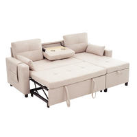 SCHLAFSOFA L-Form mit Stauraum und Getränkehalter - Beige, Textil (211/87/136cm)
