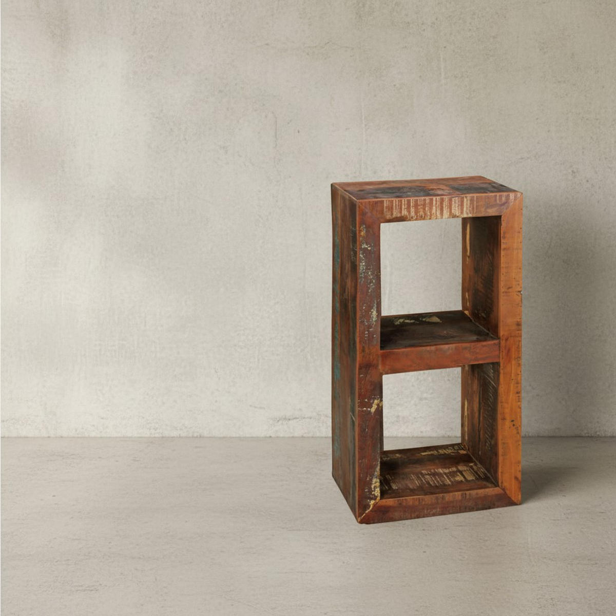 REGAL Massivholz Mango Cubeform Vintage EWA, Braun 45x35x90 cm - Braun, Holz (45/90/35cm) - KADIMA DESIGN
