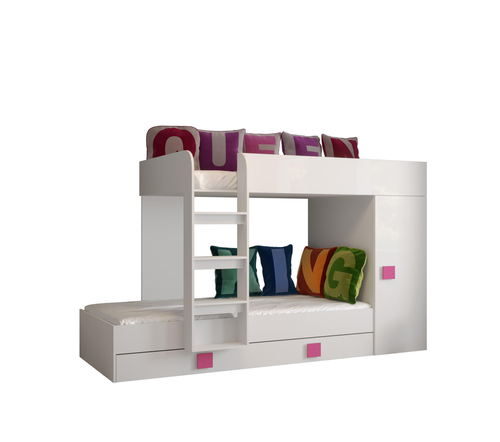 ETAGENBETT 254/94/165 - Pink/Weiß, Holz (90/200cm) - MÖBEL KRYSPOL