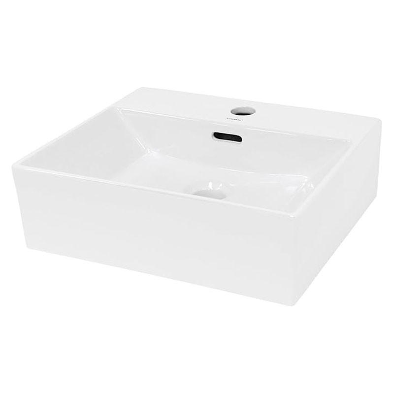 WASCHBECKEN mit Hahnloch 415 x 360 x 130mm - Weiß, Keramik (41.5/13/36cm) - HOROW