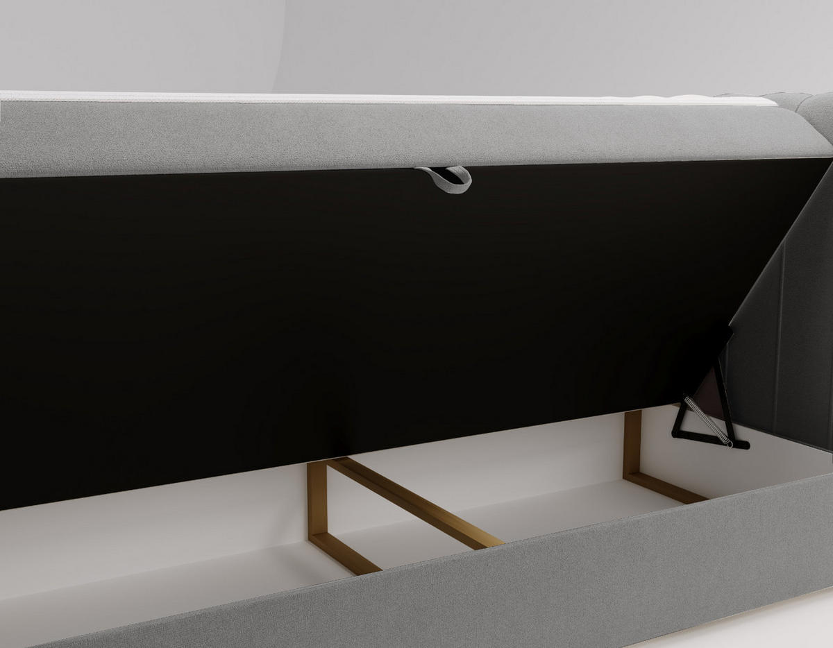 BOXBETT OSLO mit Bettkasten Stoff Komodo Hellgrau 120x200 cm - Hellgrau, Holz (120/200cm) - Kaiser Möbel