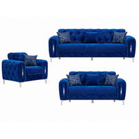 SITZGARNITUR Patna, Blau Stellvariante 3+2+1 - Blau, Holzwerkstoff/Kunststoff (245/80/100cm)