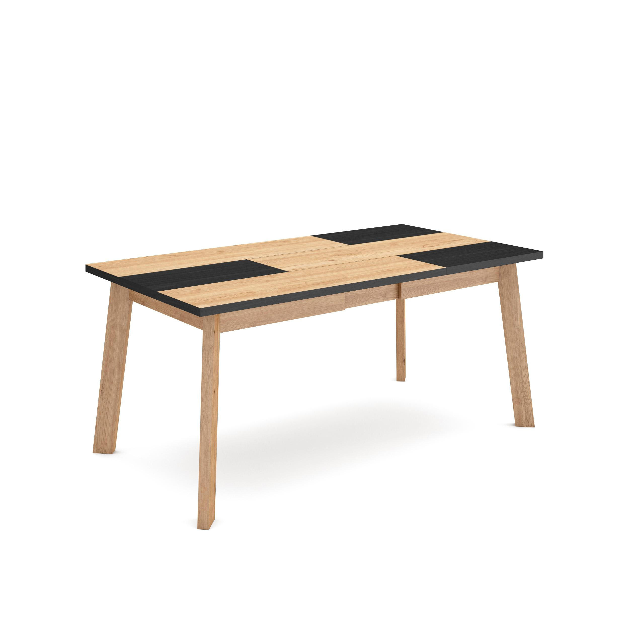 Skraut Home Esstisch Eiche, Schwarz 167x75x90 cm
