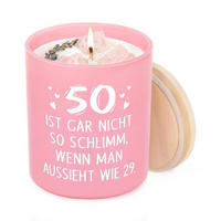 DUFTKERZE 50. Geburtstag Rosa 10OZ - Rosa, Glas (9.5cm)