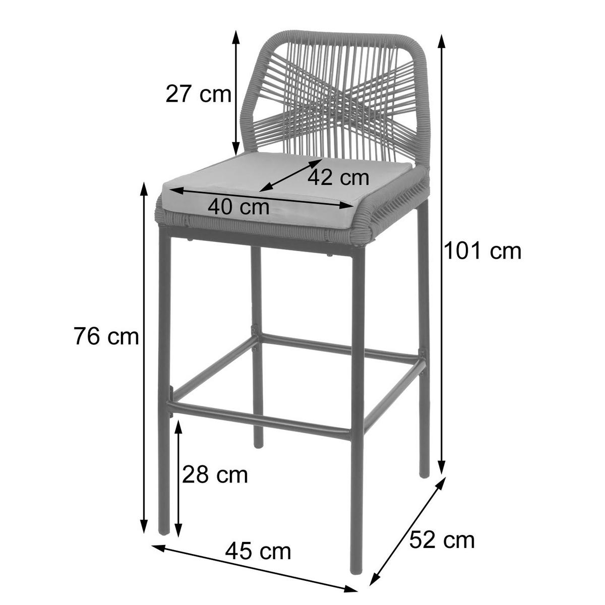 BARSKI STOL Svetlo siva, siva - siva/svetlo siva, kovina (42/101/52cm) - MCW