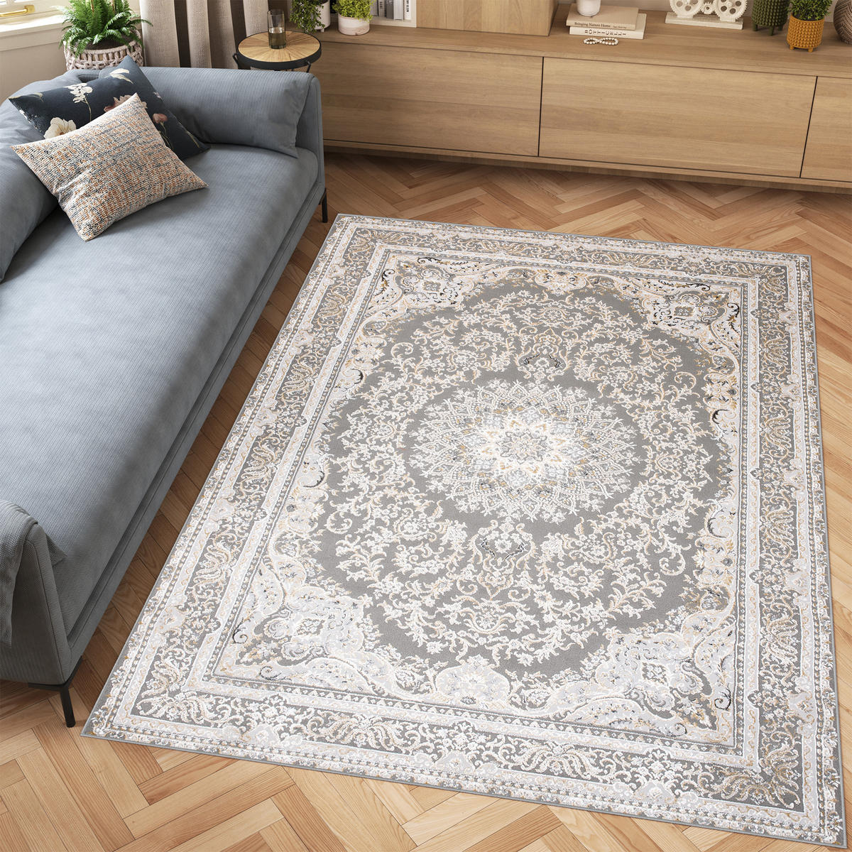 TEPPICH HERA Grau Creme 80/150 cm - Creme/Grau, Textil (80/150cm) - Tapiso