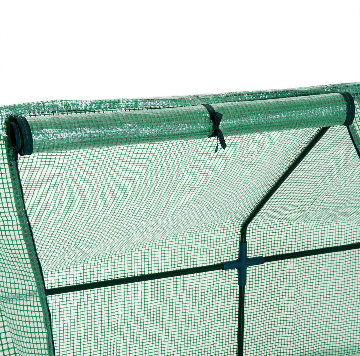 GEWÄCHSHAUS 270/90/90 cm Grün aus Stahl mit aufrollbaren Fenstern - Grün, Metall (90/90/270cm) - OKMYHOME