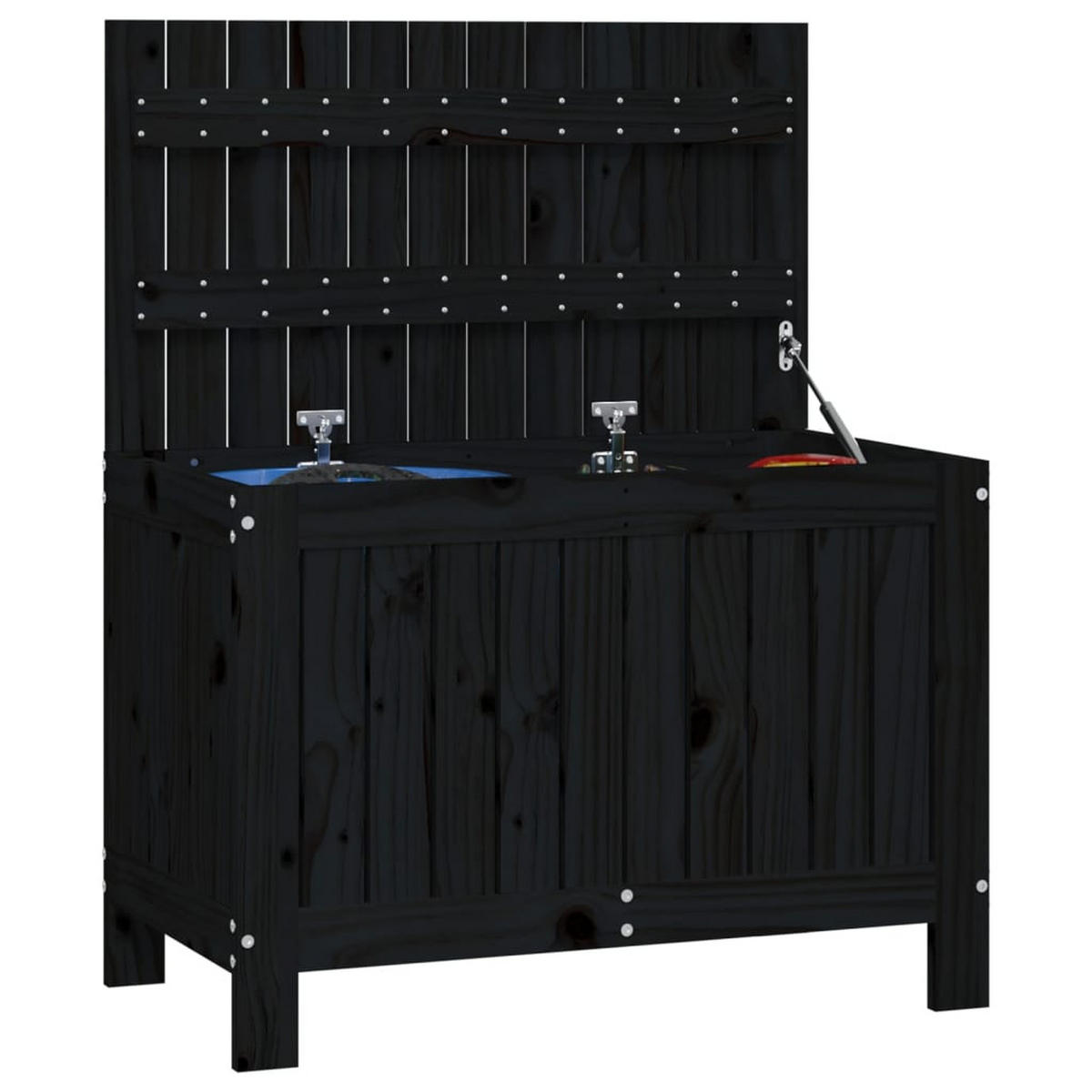 GARTENTRUHE Schwarz 76x42,5x54 cm Massivholz Kiefer - Schwarz, Holz (76/54/42.5cm) - furnicato