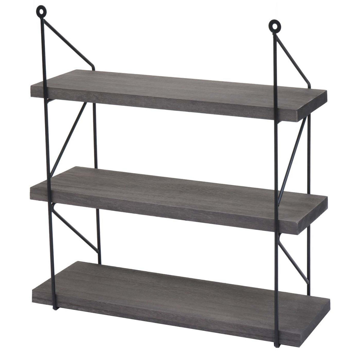 WANDREGAL 40x40x13cm 3 Regalböden Metall Massiv-Holz Industrial Dunkelgrau - Dunkelgrau, Holz (40/40/13cm) - BERLINLODGE