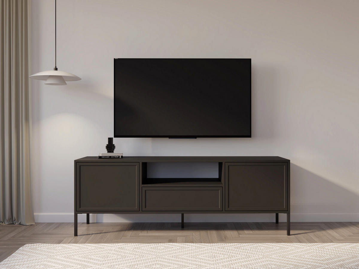 TV-LOWBOARD Velveto 2-türig mit Schublade & Fach, Schwarz, 160 cm - Schwarz, Holzwerkstoff/Metall (160/57/40cm) - Selsey