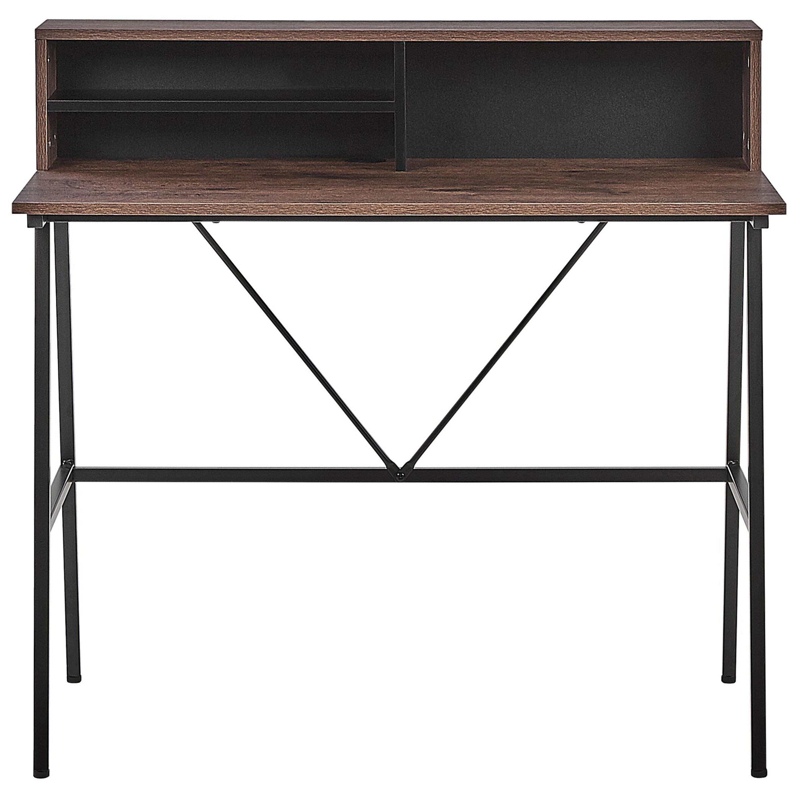 SCHREIBTISCH dunkler Holzfarbton 100/53/96 cm Harison - Dunkelgrau, Holzwerkstoff (53/100/96cm) - Beliani
