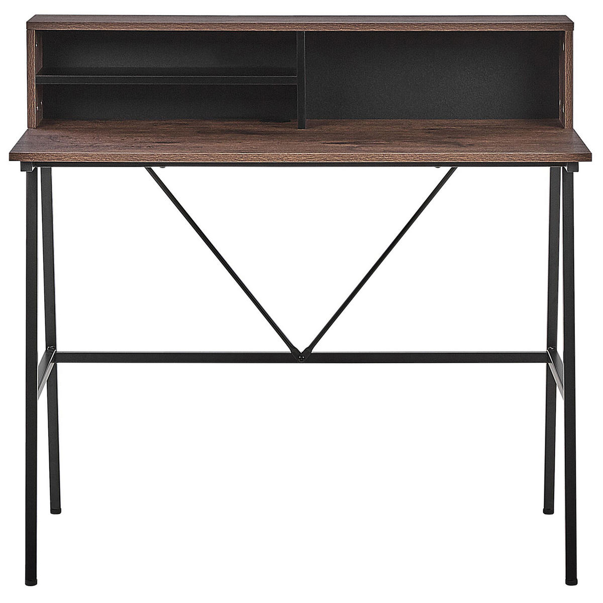 SCHREIBTISCH dunkler Holzfarbton 100/53/96 cm Harison - Dunkelgrau, Holzwerkstoff (53/100/96cm) - Beliani