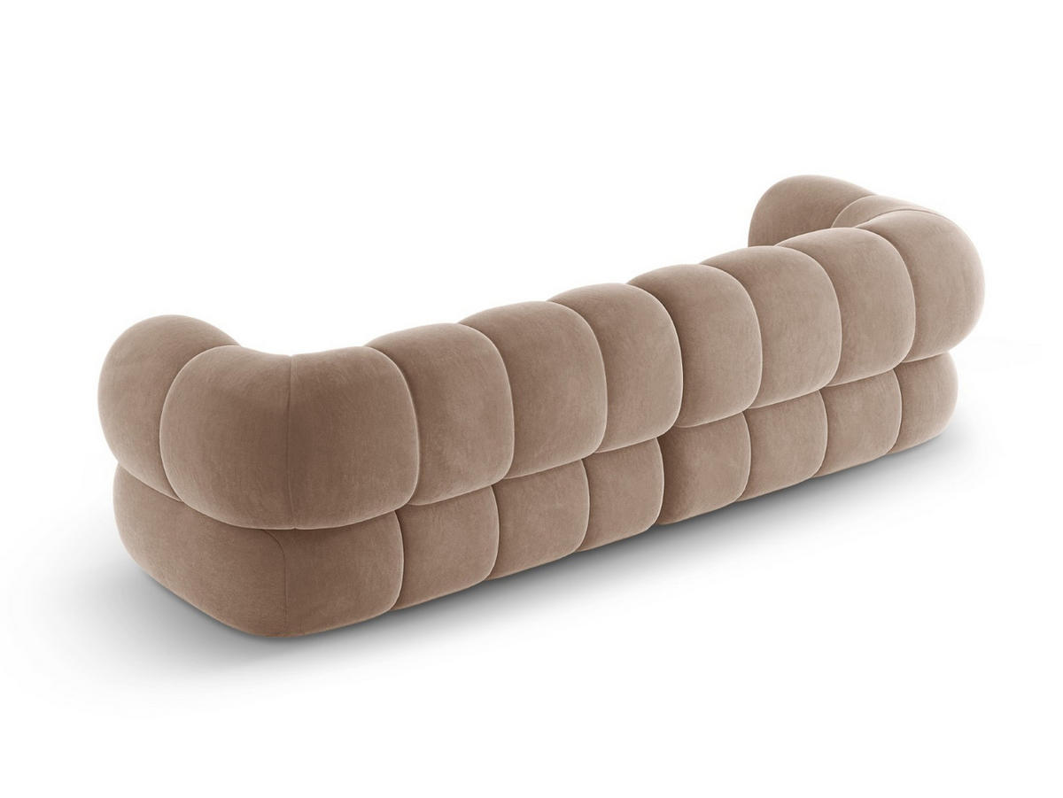 SOFA Koge aus Samt dunkelbeige 4 Sitzplätze - Mokka, Textil (95/70/240cm) - Cosmopolitan Design