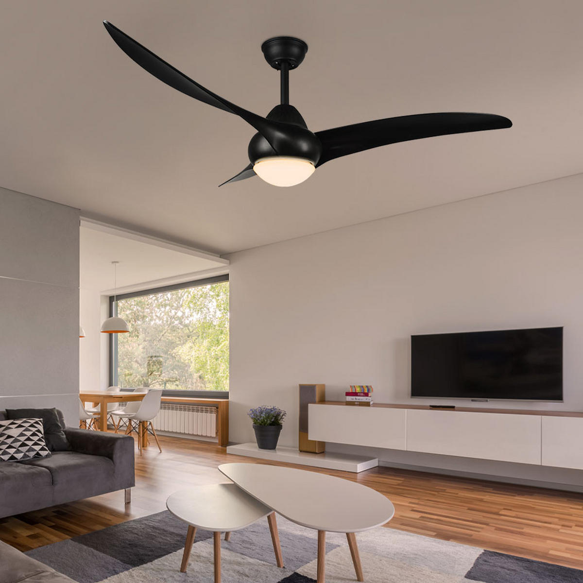 LED DECKENLEUCHTE ALESUND Kunststoff Schwarz - Schwarz, Kunststoff (115/115/47cm)