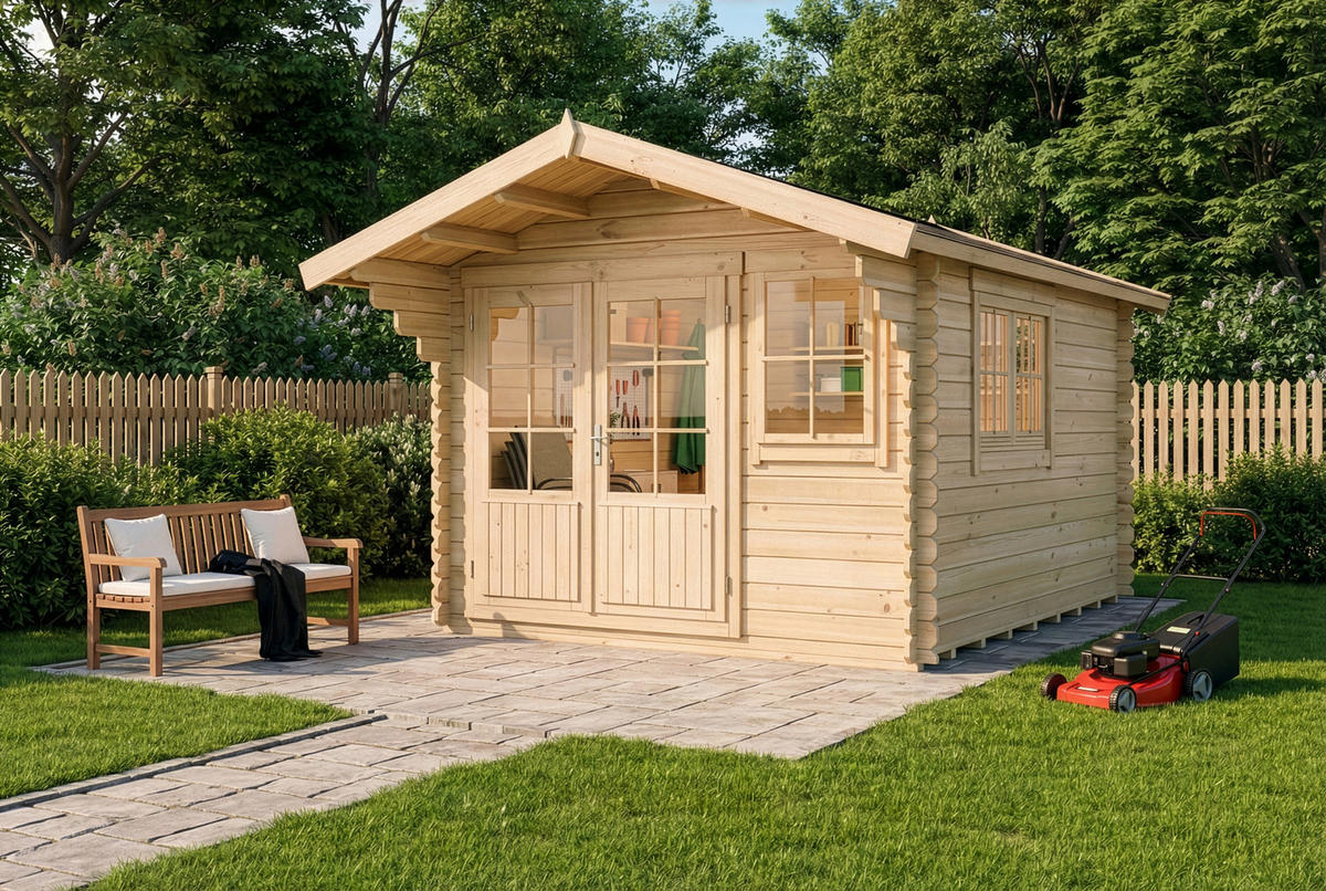 GARTENHAUS Holz Manuel - Naturfarben, Holz (338/250/467cm) - Alpholz