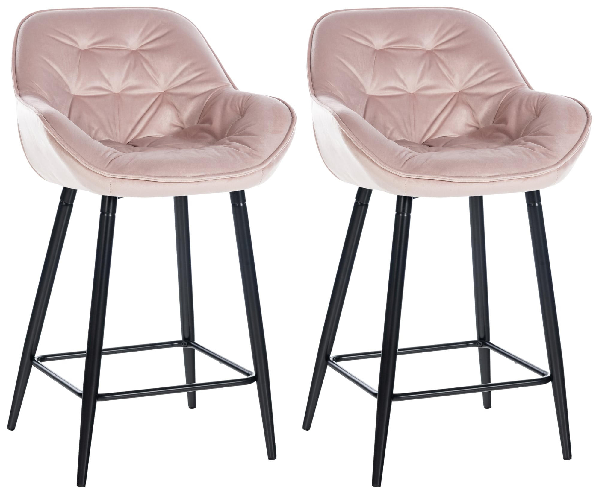 BARHOCKER 2er Set Samt pink - Pink/Schwarz, Textil/Metall (54/93.5/57.5cm) - CLP