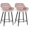 BARHOCKER 2er Set Samt pink - Pink/Schwarz, Textil/Metall (54/93.5/57.5cm) - CLP