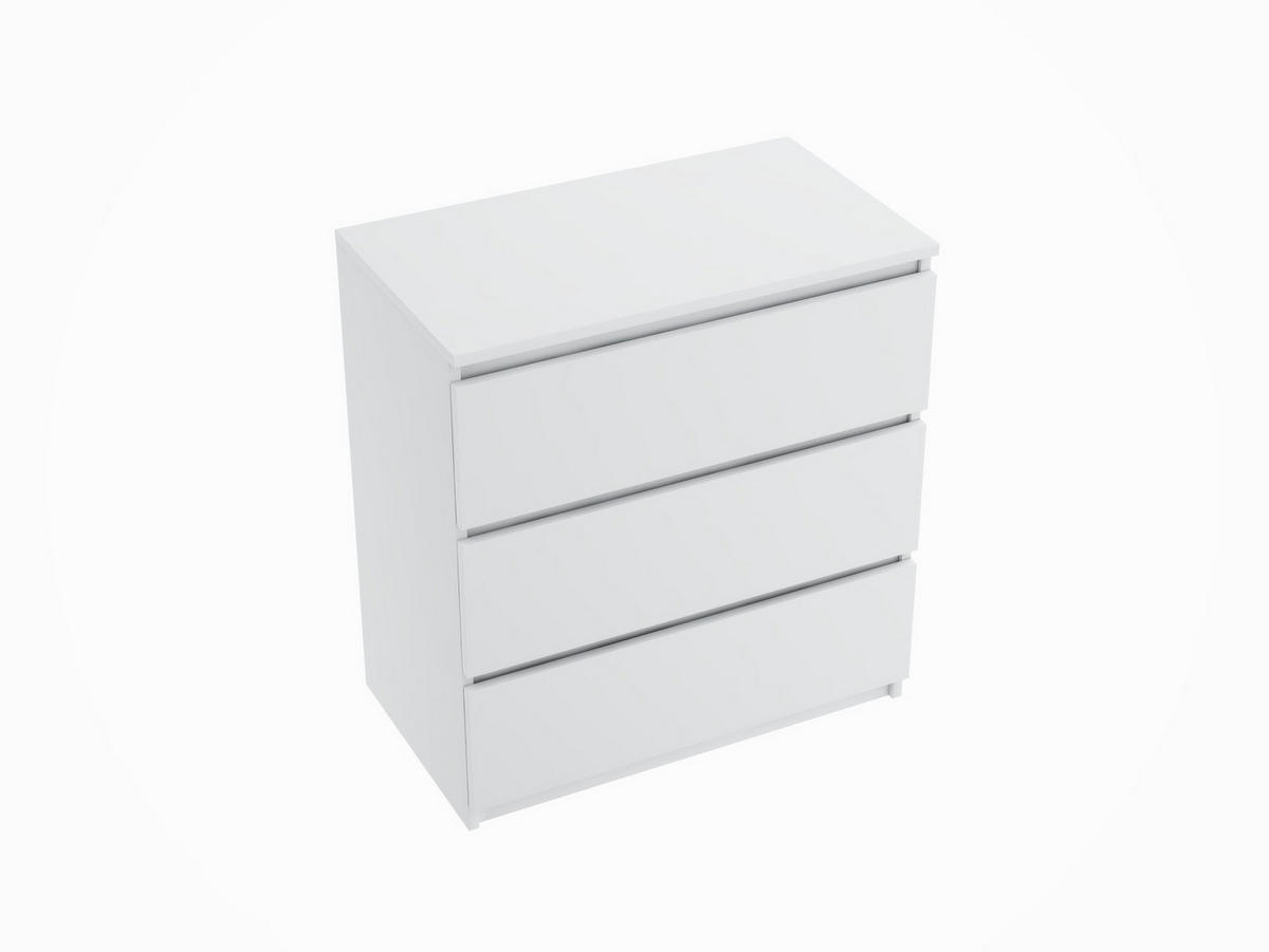 KOMMODE mit 3 Schubladen weiß - Weiß, Holzwerkstoff (70/76/35cm) - EMIX24