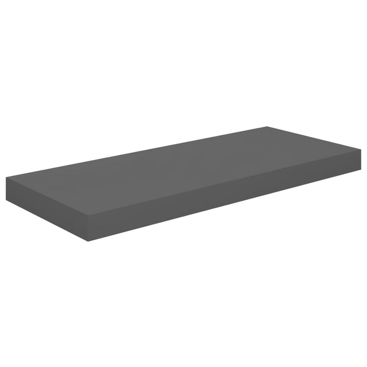 SCHWEBEREGALE 4 Stk. Hochglanz-Grau 60x23,5x3,8 cm MDF - Grau, Holzwerkstoff (23.5/3.8/23.5cm) - furnicato