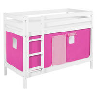 ETAGENBETT JELLE 90x190 cm rosa - Hochbett - inkl. Vorhang und 2 Lattenrosten - Weiß, Holz - Lilokids