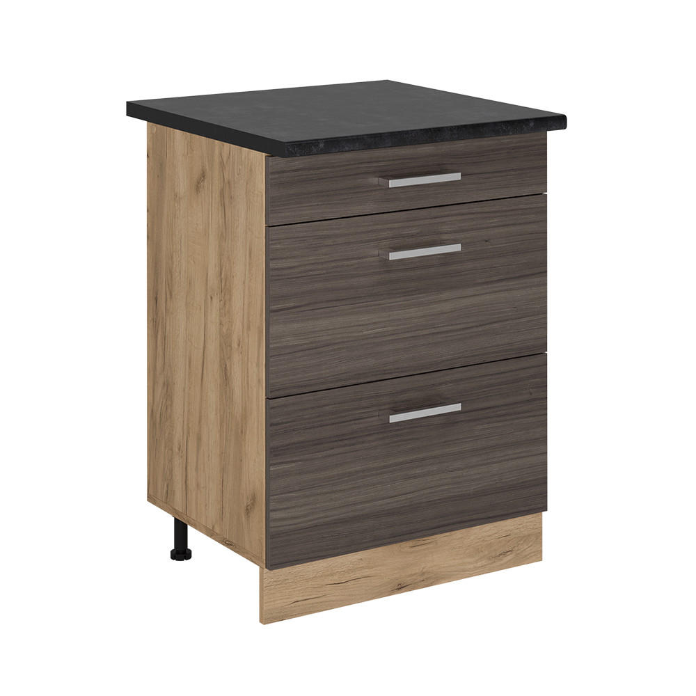 Vicco SPODNÍ SKŘÍŇKA KUCHYŇSKÉ LINKY R-Line Ušlechtilá šedá 60 cm se zásuvkami, PD Antracit