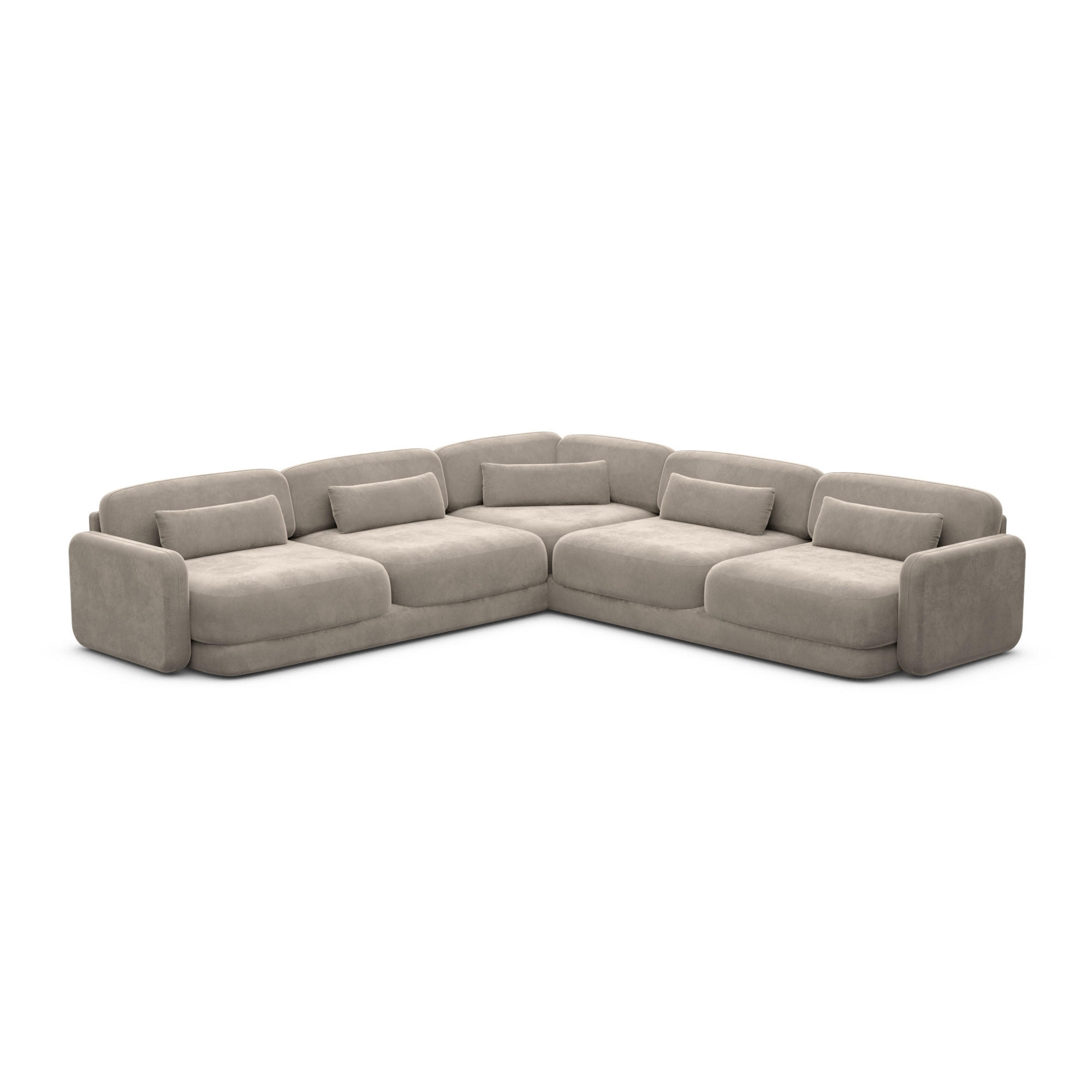 ECKSOFA Valencia L Form Samtstoff Grau - Grau, Textil (229/229cm) - Sofa Dreams