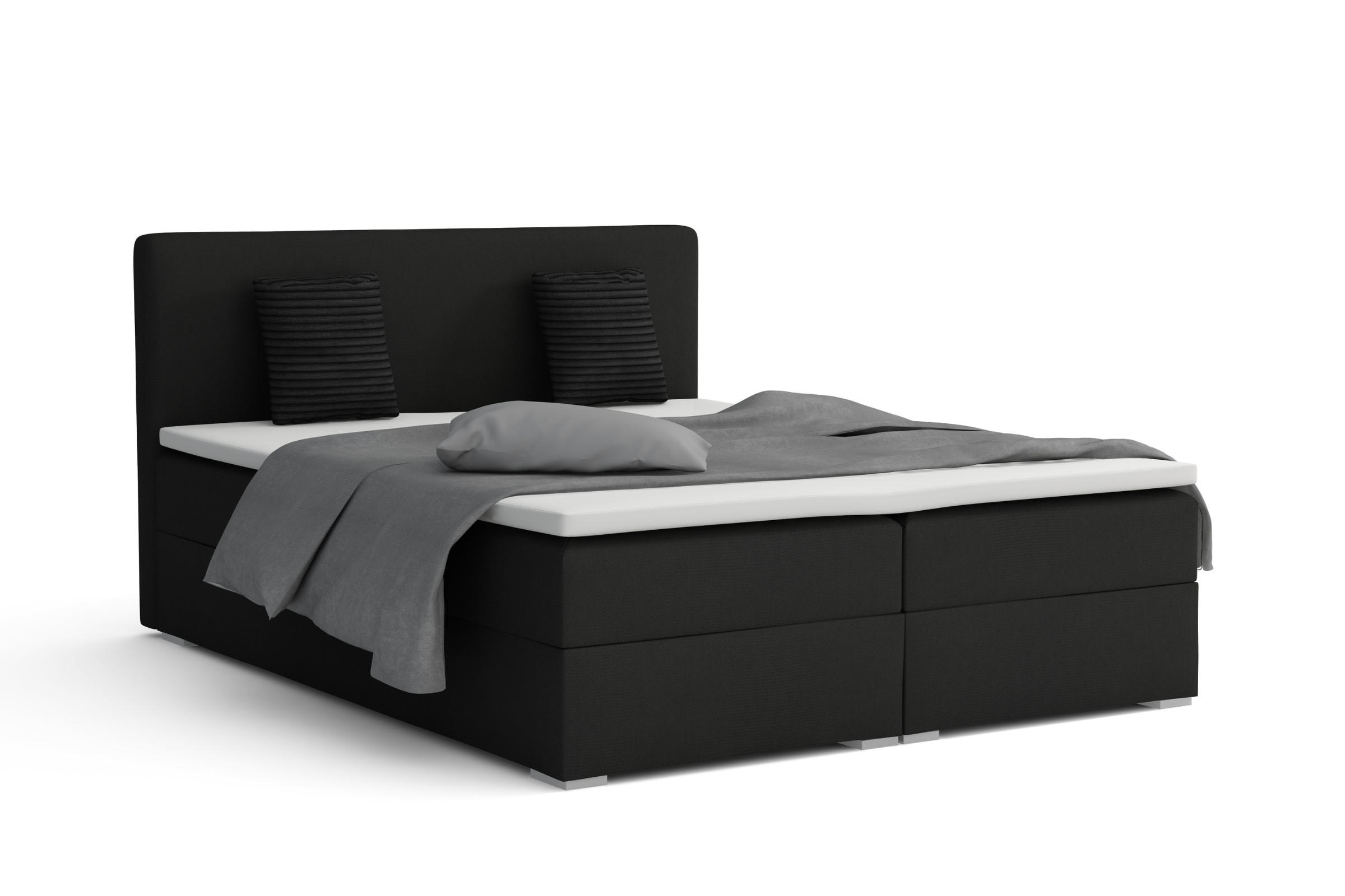 BOXBETT BELLO 200x200 in Velour Schwarz H3 - Schwarz, Holz/Holzwerkstoff (200/200cm) - Deine Möbel 24
