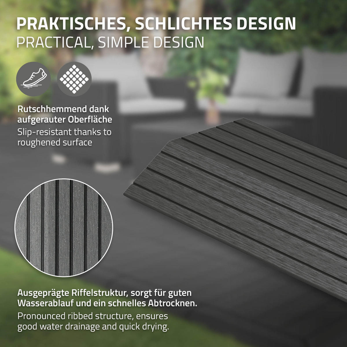 ABSCHLUSSLEISTE WPC gerade Anthrazit - Anthrazit, Holzwerkstoff (30/2/7.5cm) - ML-DESIGN