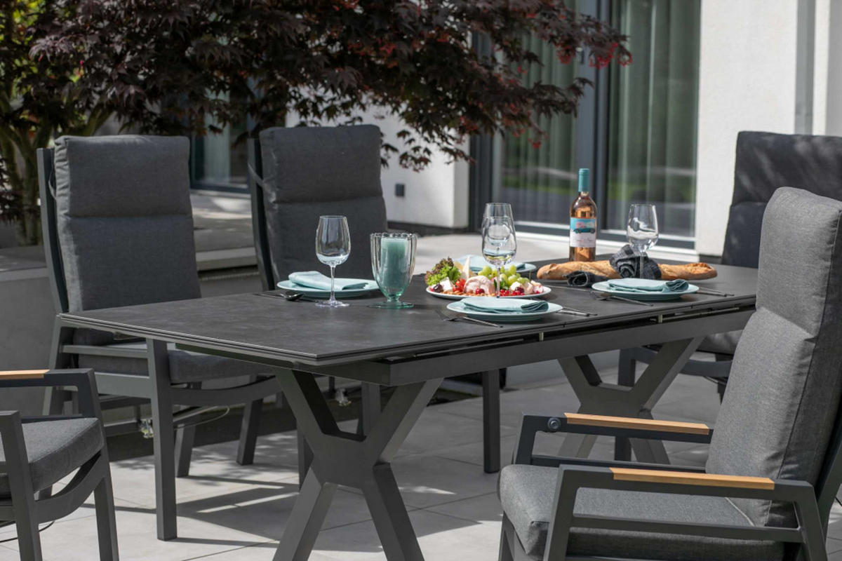 RELAXSESSEL Sevilla Alu/Textilene inkl. Kissen anthrazit - Grau, Metall (78/122/62cm) - Mr. Deko