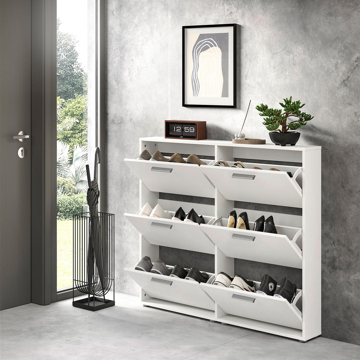 SCHUHKIPPER 116 cm - Weiß - Silberfarben/Weiß, Holzwerkstoff/Kunststoff (116/103/17cm) - home24