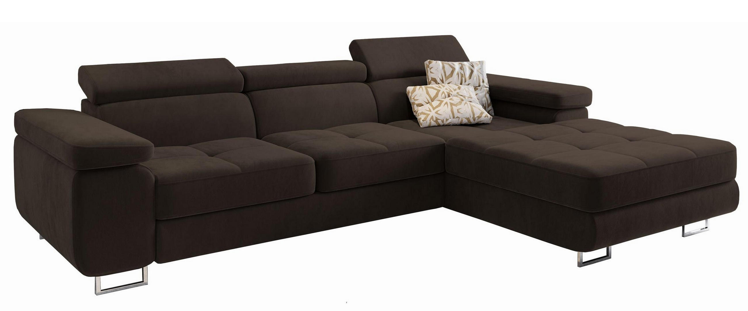 ROHOVÁ SEDAČKA ELMA hnědá - stříbrná/hnědá, kov/dřevo (280/205cm) - MASSENO