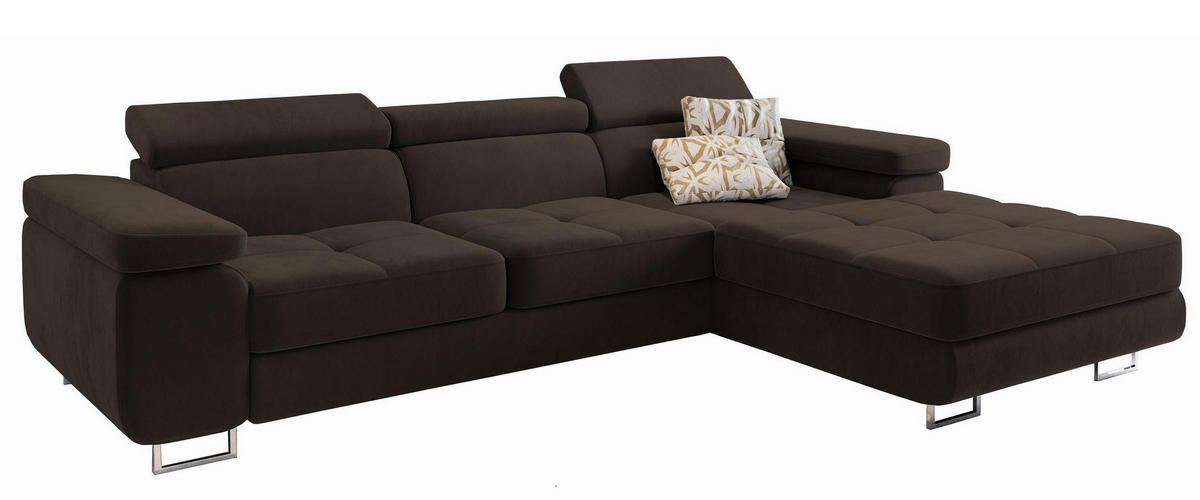 ROHOVÁ SEDAČKA ELMA hnědá - stříbrná/hnědá, kov/dřevo (280/205cm) - MASSENO