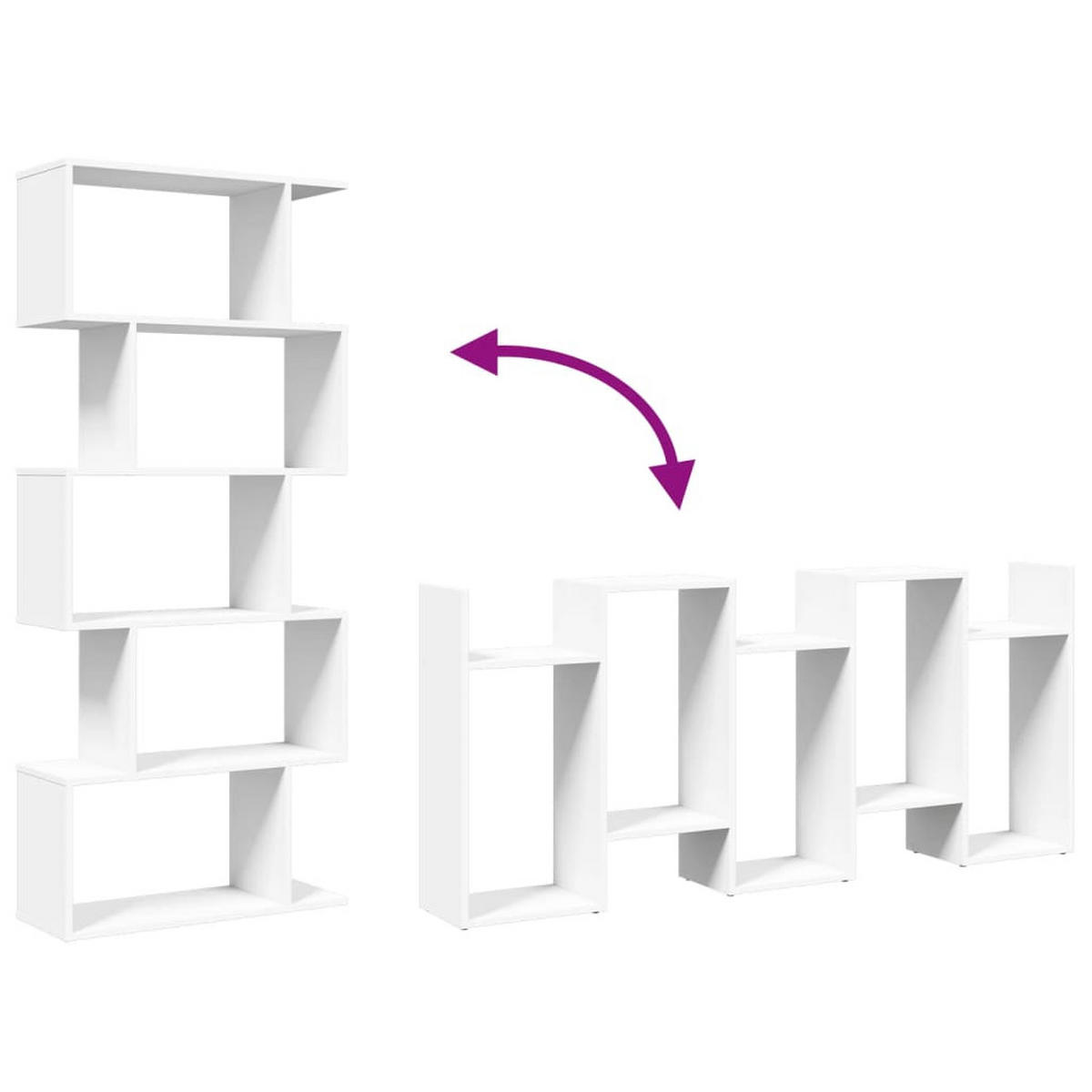 BÜCHERREGAL mit 5 Ebenen 70/24/161 cm aus Holzwerkstoff Weiß - Weiß, Holz (70/161/24cm) - vidaXL