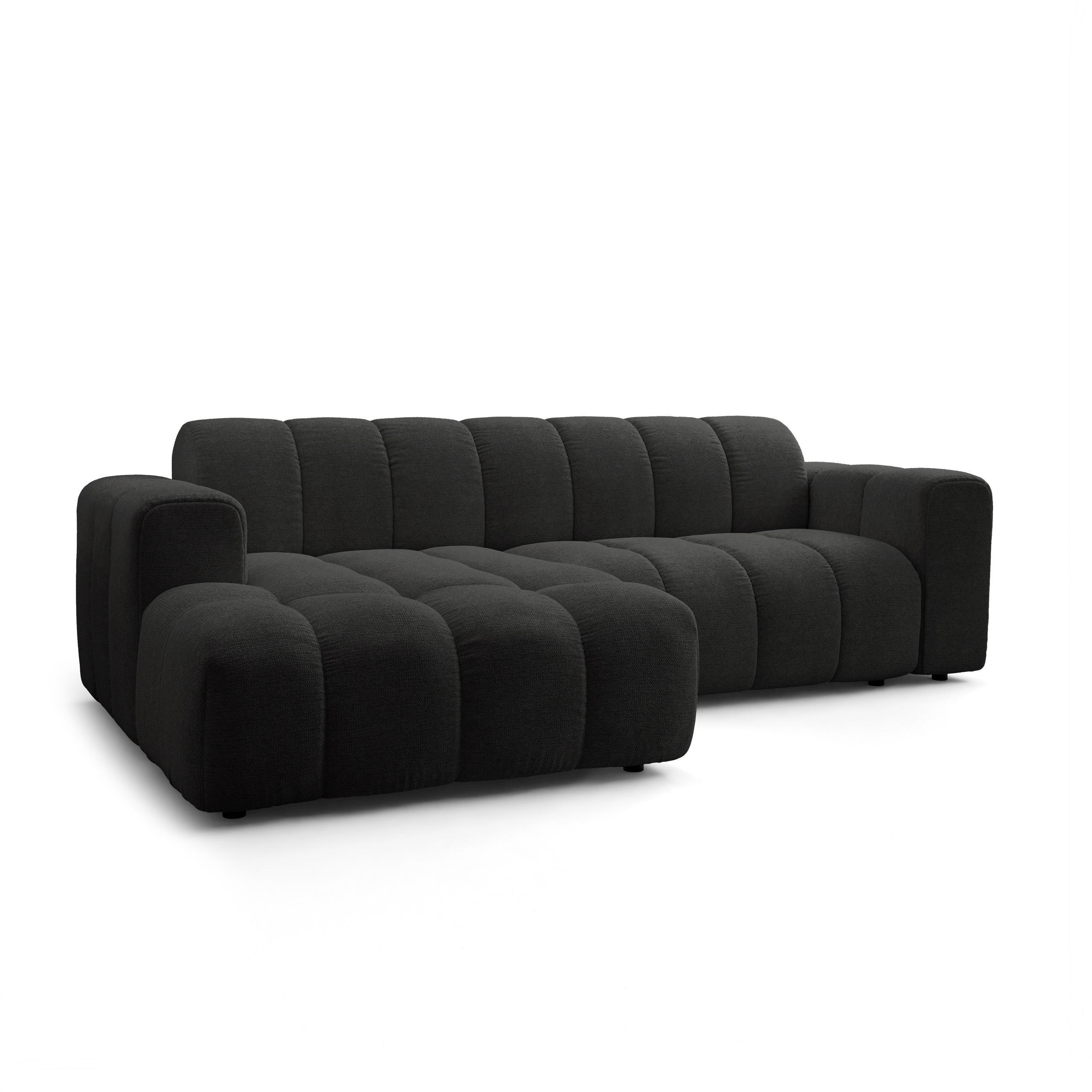 ECKSOFA TISI Schwarz Strukturstoff - Schwarz, Holz (274/165cm) - MASSENO