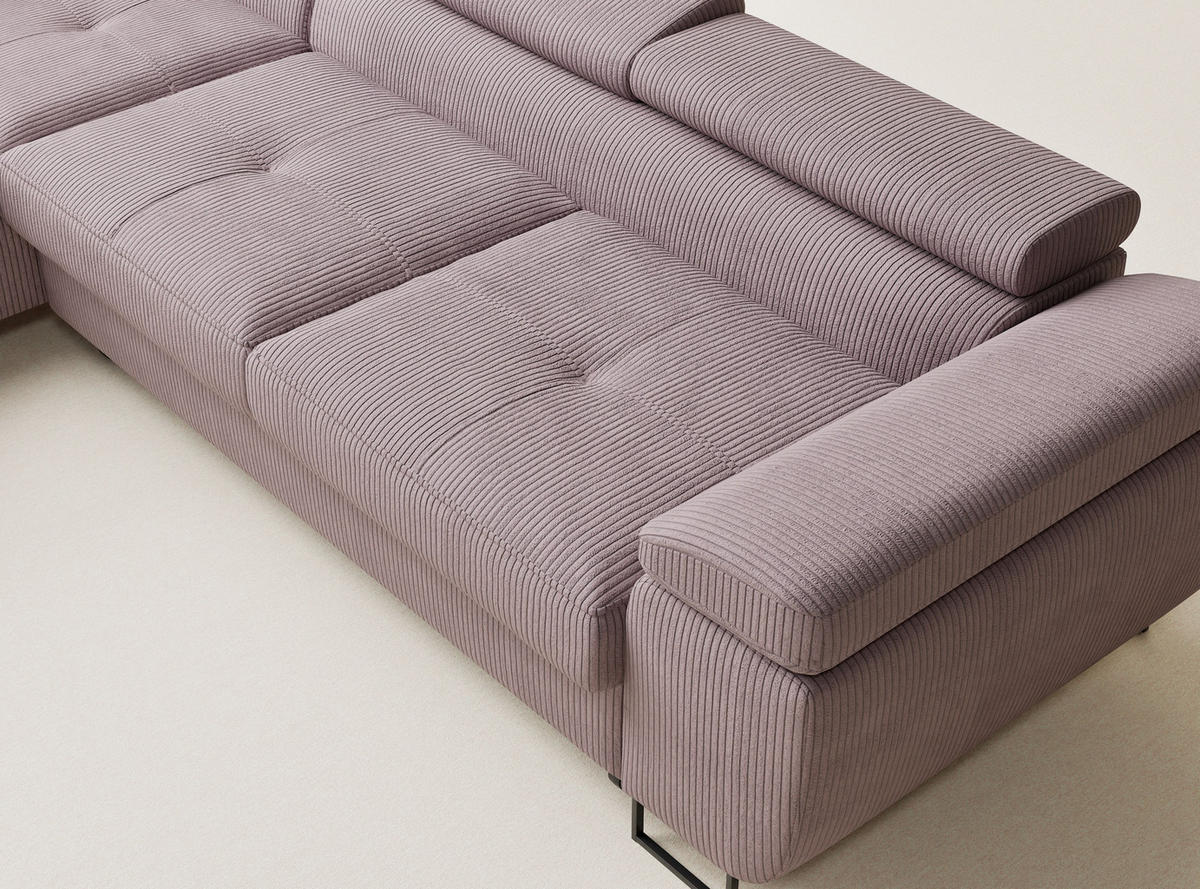 ECKSOFA MIT SCHLAFFUNKTION Concord Lila Samtstoff - Flieder/Schwarz, Holz/Holzwerkstoff (203/277cm) - Maison de Reve