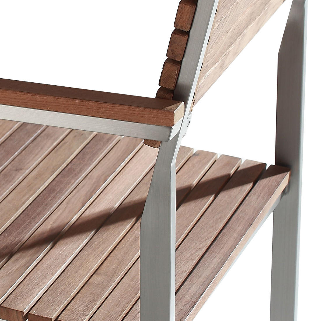 GARTENSTUHL 6er-Set Edelstahl / Teakholz hellbraun Viareggio - Hellbraun, Holz (56/86/53cm) - Beliani