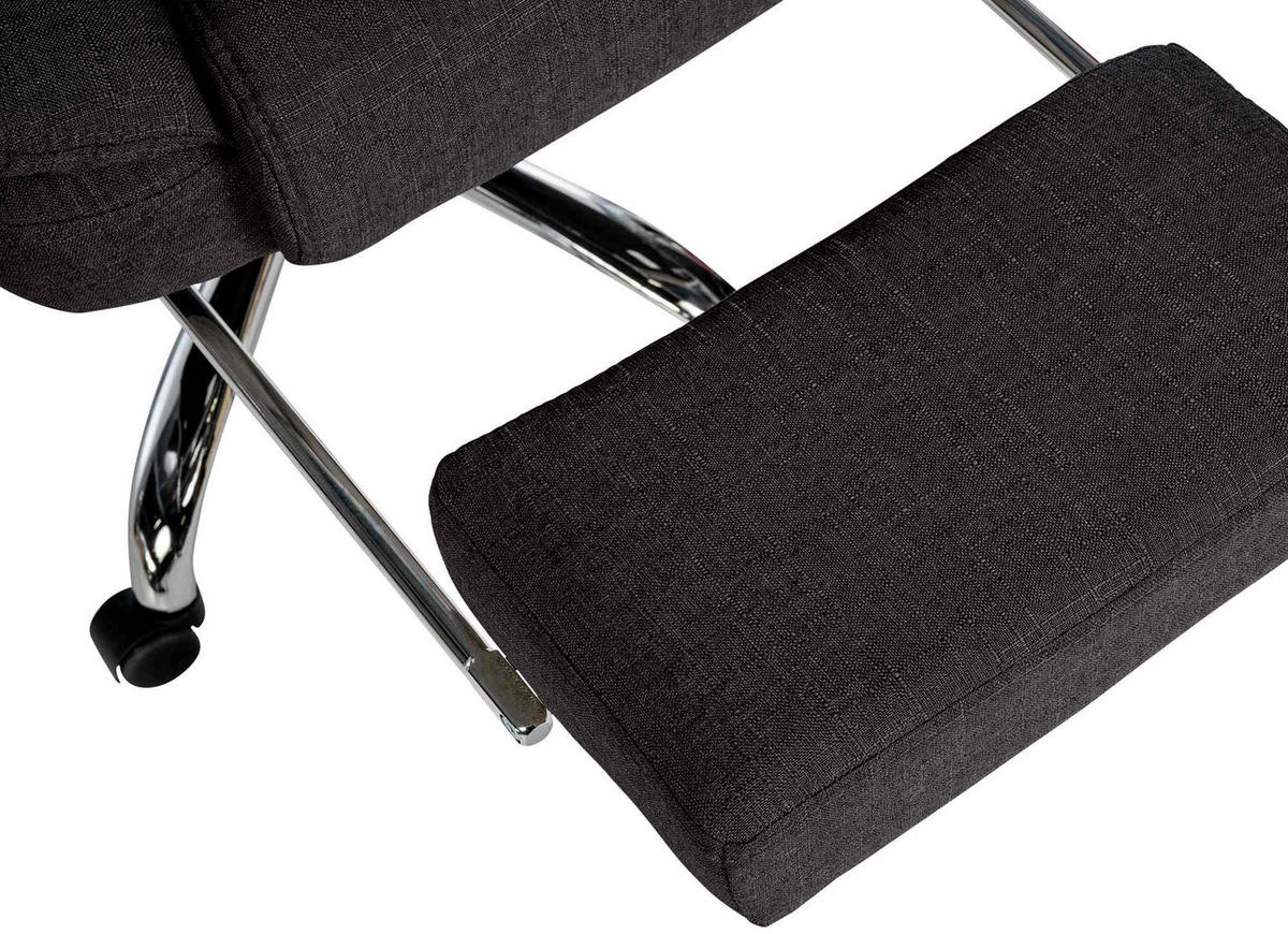 CHEFSESSEL Stoff schwarz - Chromfarben/Schwarz, Textil/Metall (67/115/68cm) - CLP